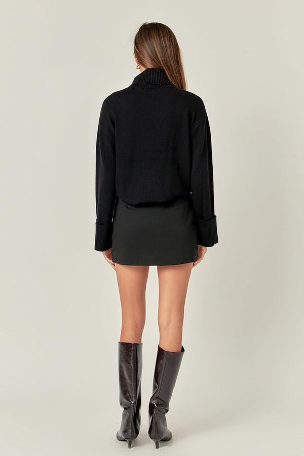 English Factory Color Block High-Waisted Skort BEIGE/BLACK