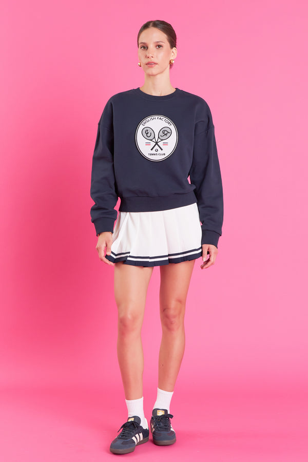 English Factory Color Block Pleated Skort WHITE/NAVY