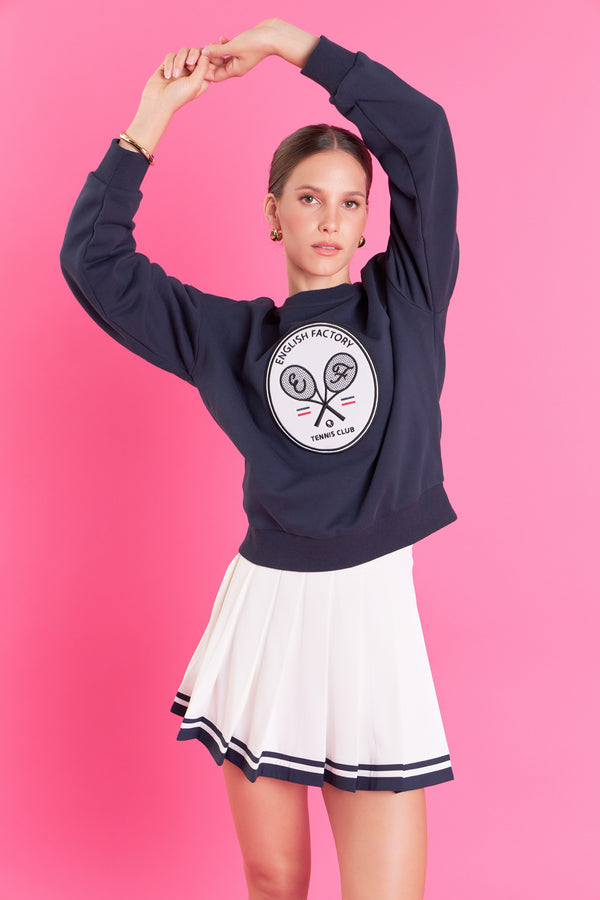 english factory Color Block Pleated Skort WHITE/NAVY