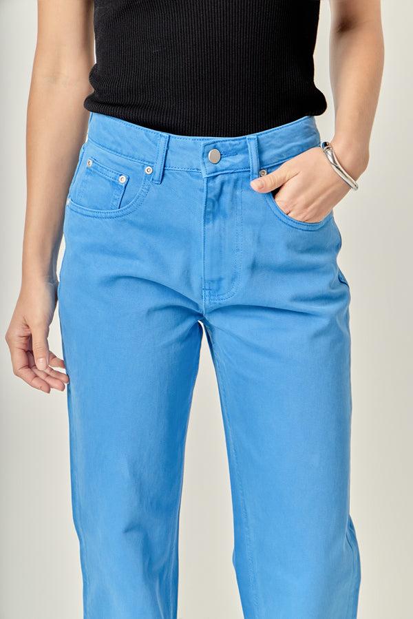 English Factory Color Full Length Wide Leg Jean OCEAN BLUE