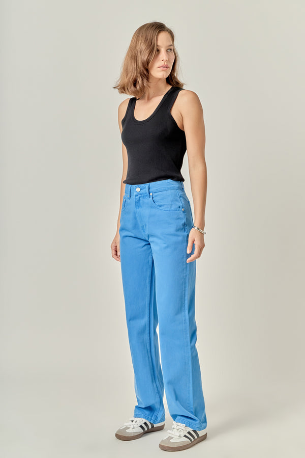 English Factory Color Full Length Wide Leg Jean OCEAN BLUE