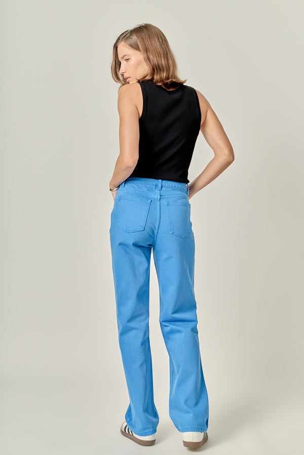 English Factory Color Full Length Wide Leg Jean OCEAN BLUE