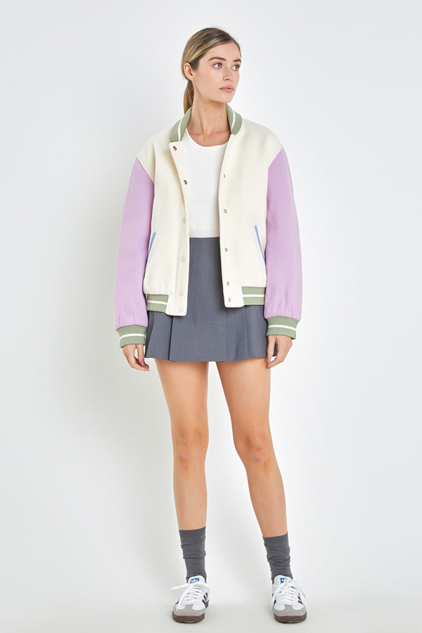 English Factory Colorblock Bomber Jacket IVORY MULTI