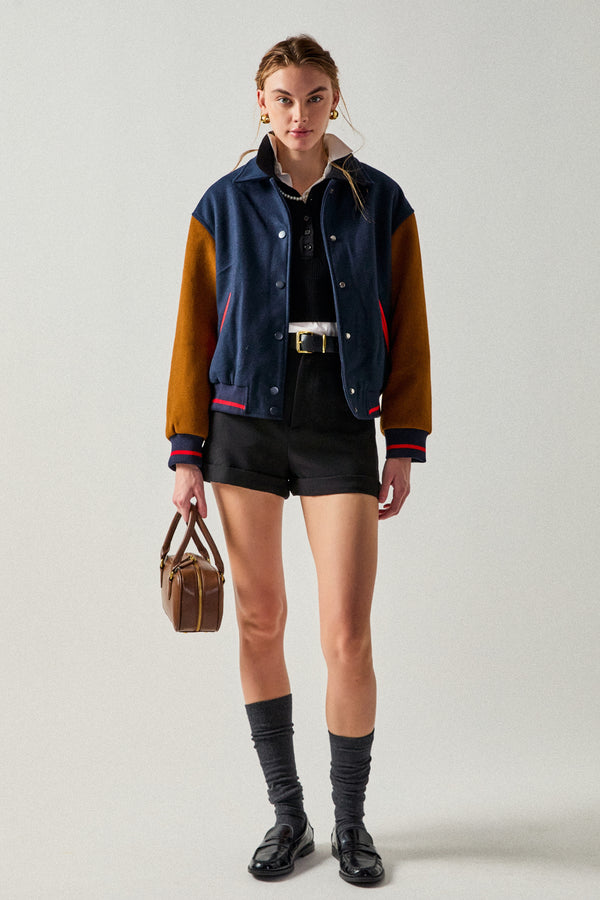 English Factory Colorblock Bomber Jacket NAVY MULTI