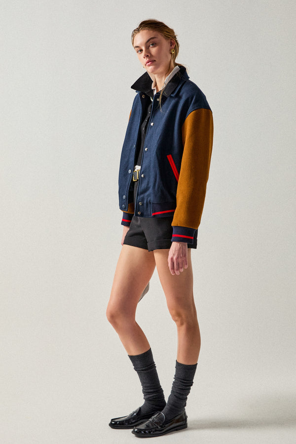 English Factory Colorblock Bomber Jacket NAVY MULTI