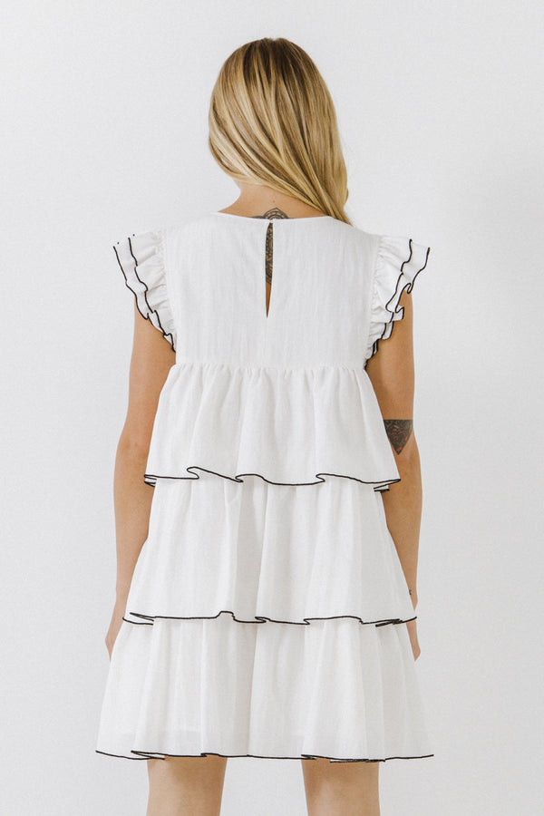 English Factory Contrast Detail Babydoll Dress WHITE