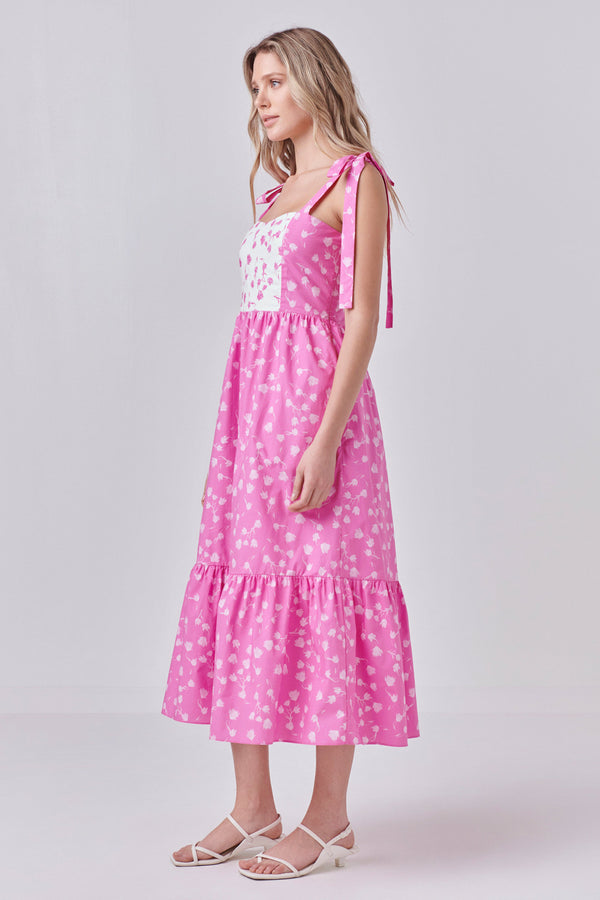 English Factory Contrast Floral Maxi Dress PINK/WHITE