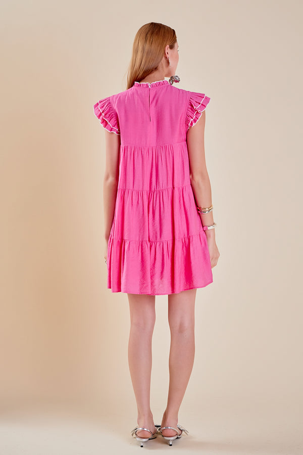 English Factory Contrast Merrow Babydoll Dress NAVY