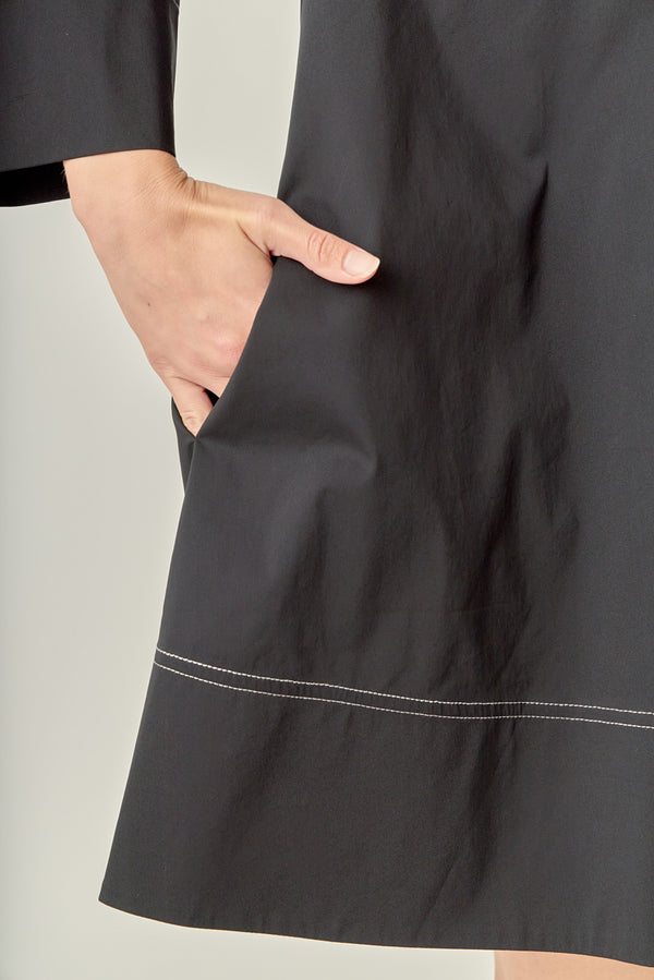 English Factory Contrast Stitch Detailed Mini Dress BLACK