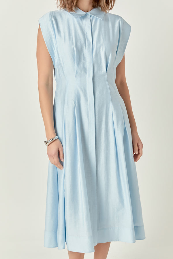 English Factory Contrast Stitch Midi Dress POWDER BLUE