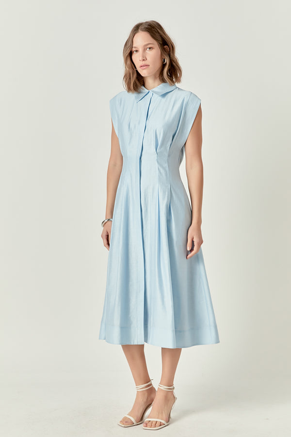 English Factory Contrast Stitch Midi Dress POWDER BLUE