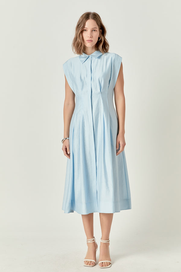 english factory Contrast Stitch Midi Dress POWDER BLUE