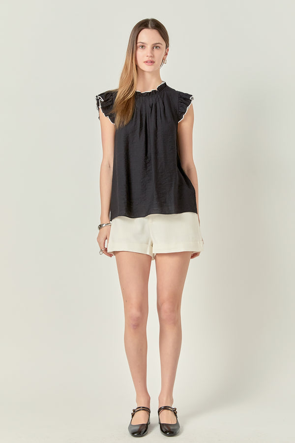 english factory Contrast Stitch Sleeveless Top BLACK
