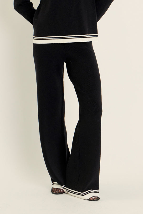 English Factory Contrast Stripe Detail Knit Pants BLACK/IVORY
