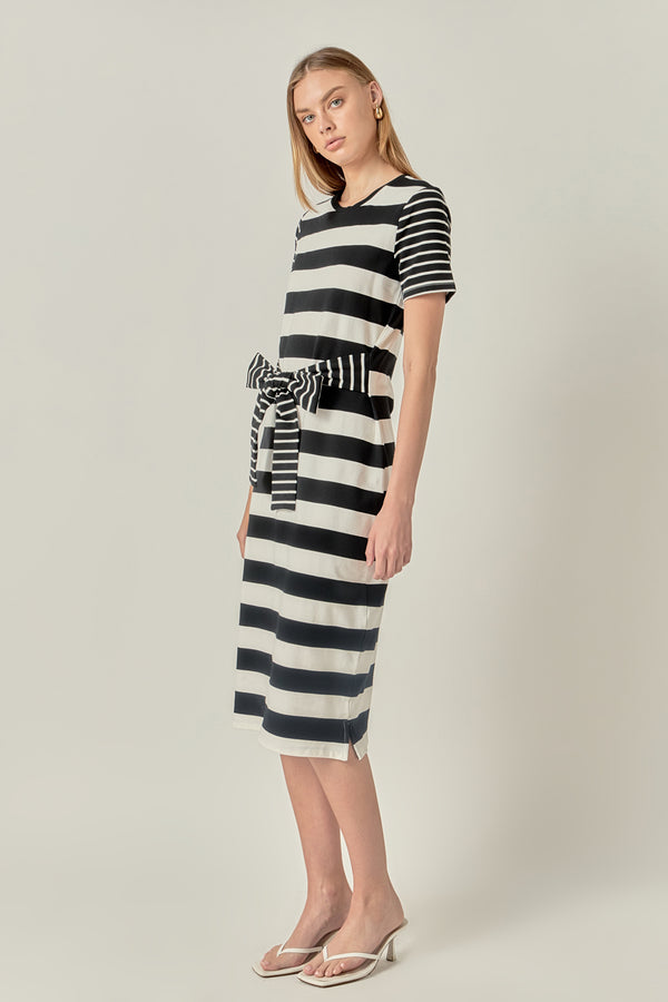 English Factory Contrast Stripe Knit Midi Dress BLACK/WHITE