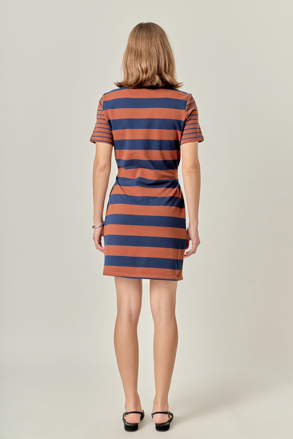 English Factory Contrast Stripe Knit Mini Dress BROWN/NAVY