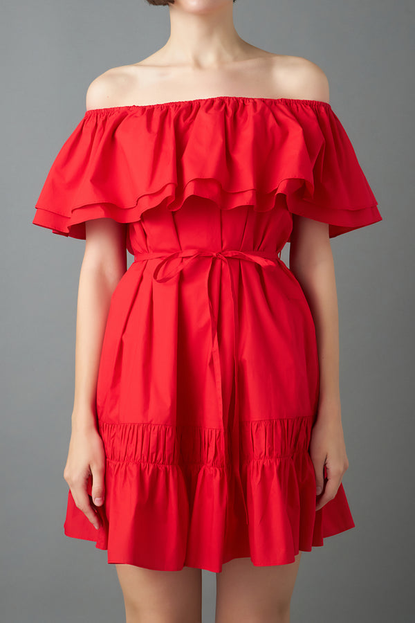 English Factory Convertible Neckline Mini Dress RED