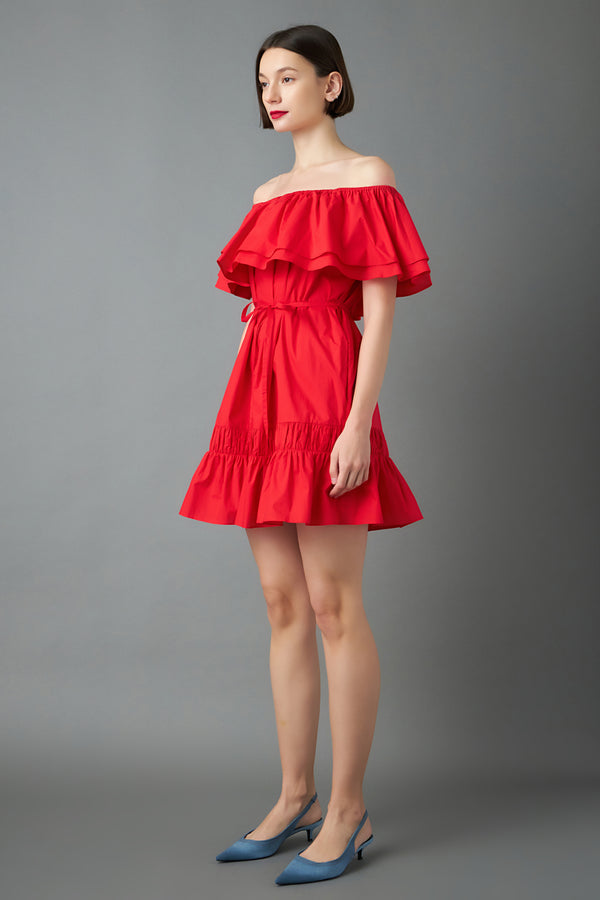 English Factory Convertible Neckline Mini Dress RED