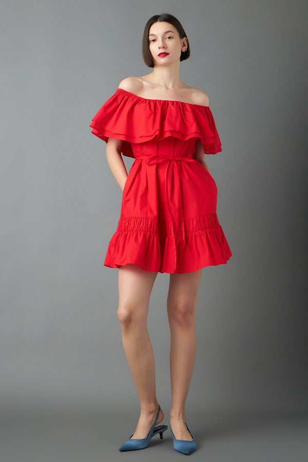 english factory Convertible Neckline Mini Dress RED