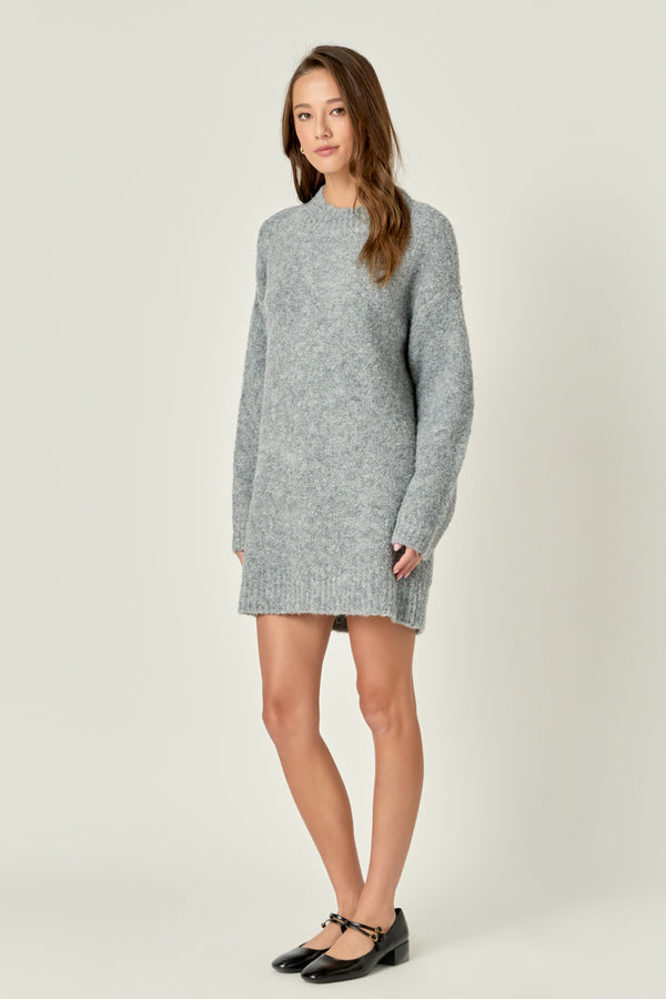 English Factory Cozy Round Sweater Dress HEATHER GREY