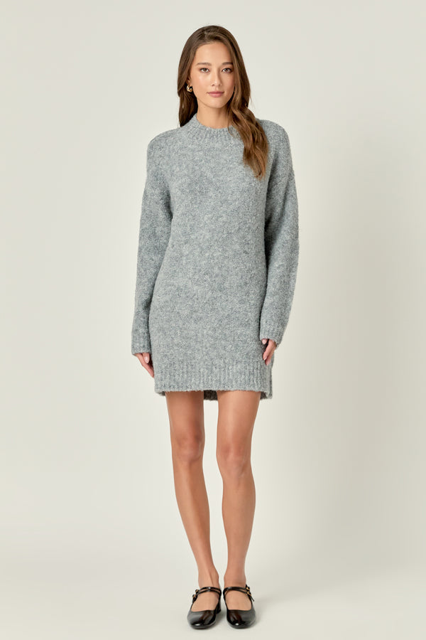 english factory Cozy Round Sweater Dress HEATHER GREY