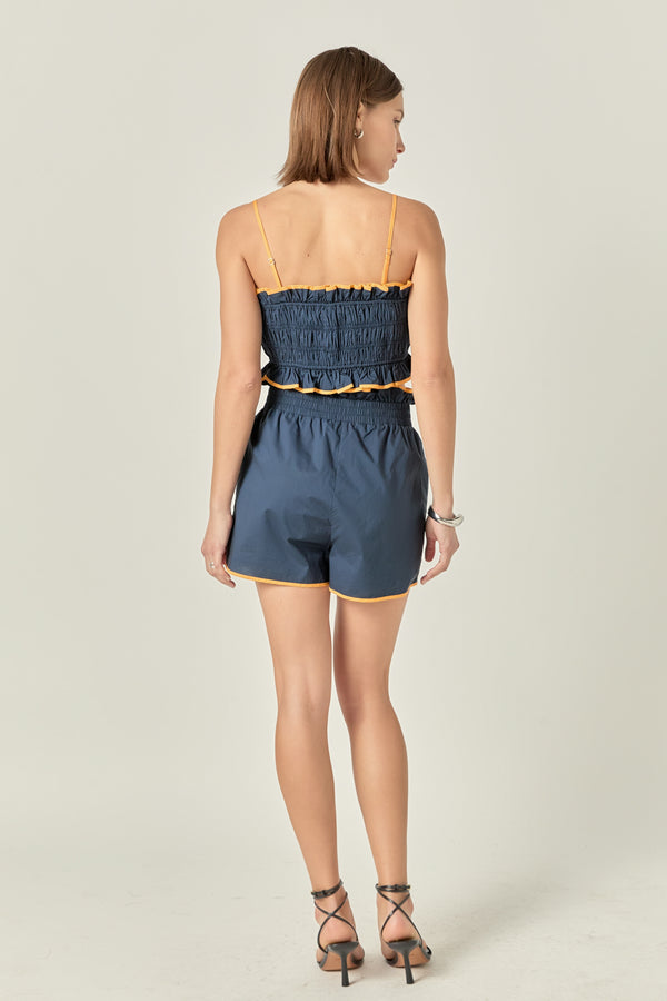 English Factory Cropped Top With Colorblock Binding NAVY