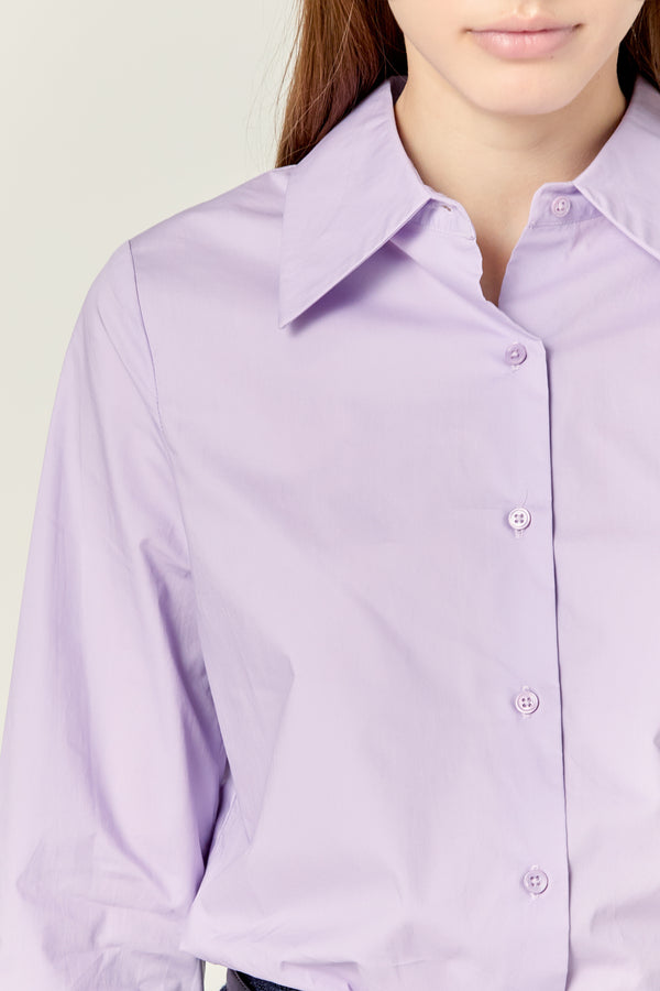 English Factory Cuff Sleeve Accent Collar Poplin Dress Shirt LAVENDER