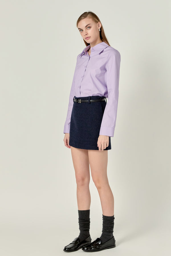 English Factory Cuff Sleeve Accent Collar Poplin Dress Shirt LAVENDER