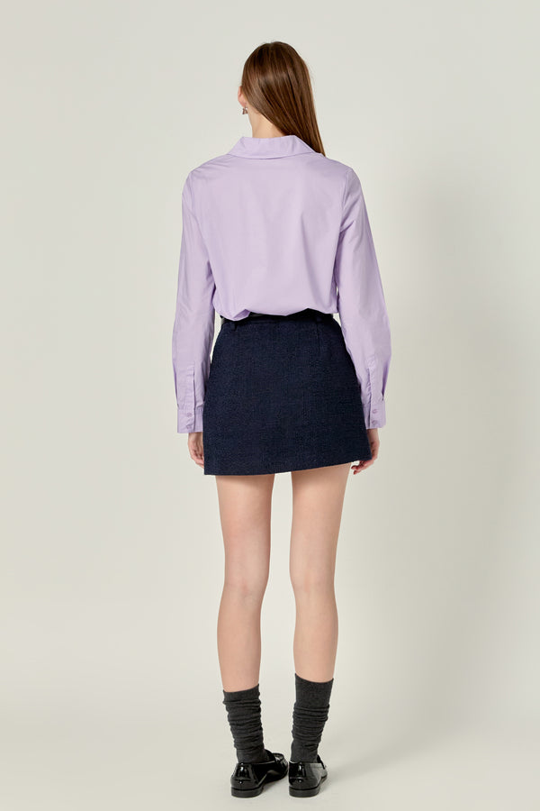 English Factory Cuff Sleeve Accent Collar Poplin Dress Shirt LAVENDER