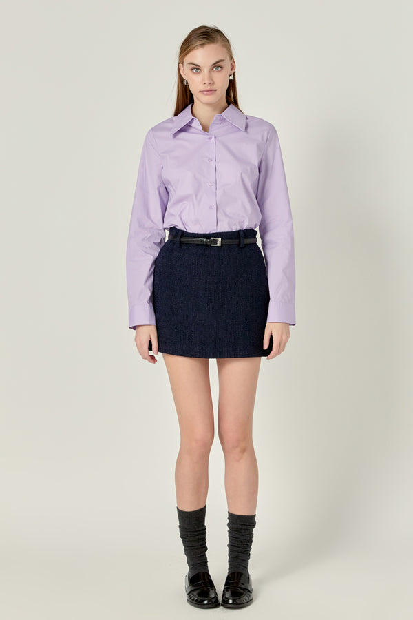 english factory Cuff Sleeve Accent Collar Poplin Dress Shirt LAVENDER