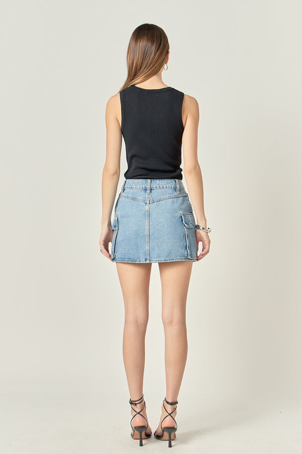 English Factory Denim Cargo Low Rise Mini Skirt DENIM