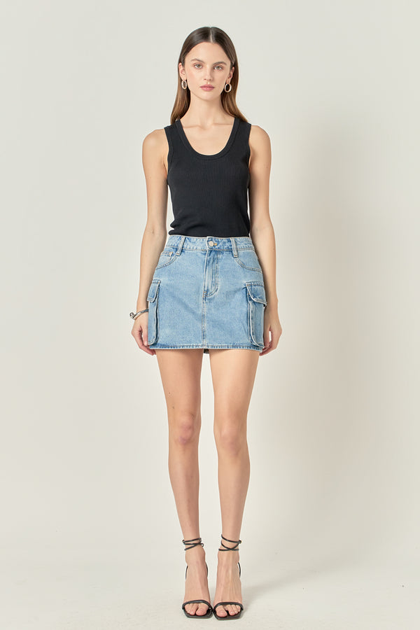 english factory Denim Cargo Low Rise Mini Skirt DENIM