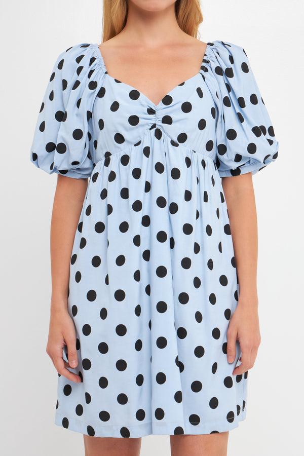 English Factory Dotted Babydoll Mini Dress BLUE MULTI