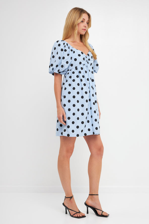 English Factory Dotted Babydoll Mini Dress BLUE MULTI