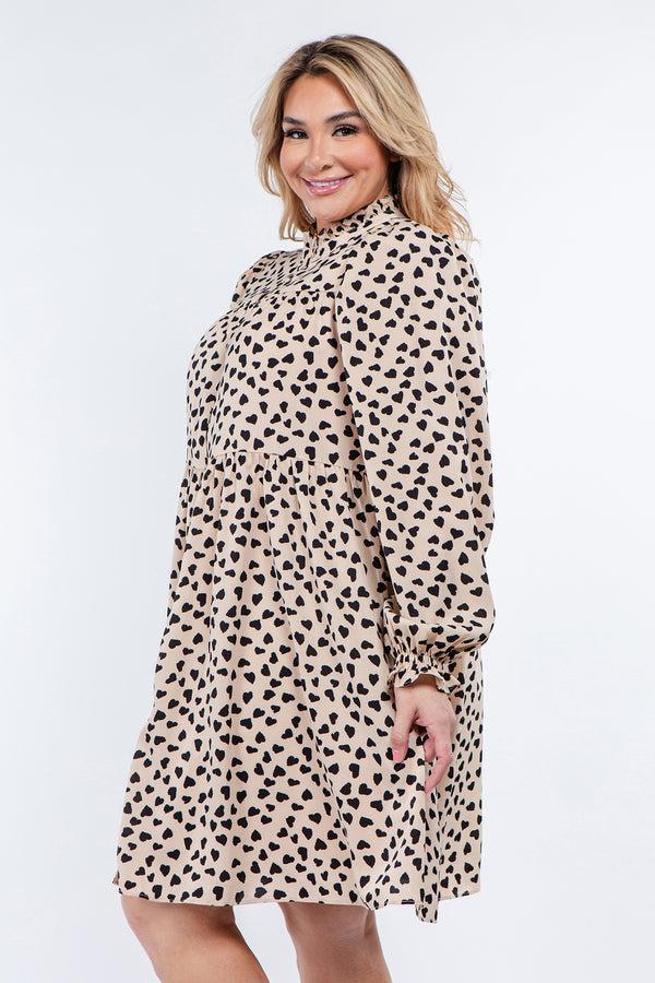 English Factory Dotted Button Detail Mini Dress BEIGE/BLACK