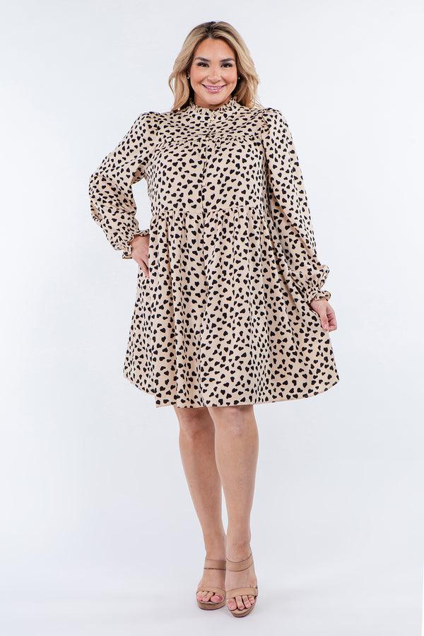 english factory Dotted Button Detail Mini Dress BEIGE/BLACK