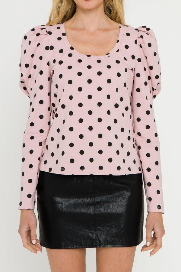 English Factory Dotted Puff Long Sleeve T-shirt PINK MULTI