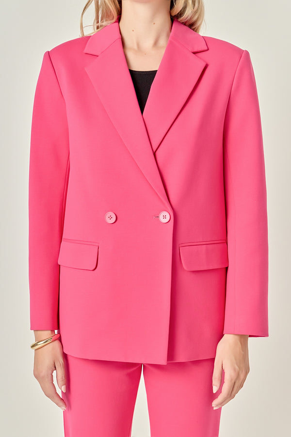 English Factory Double-breasted Knit Blazer FUCHSIA