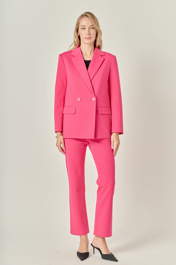 english factory Double-breasted Knit Blazer FUCHSIA