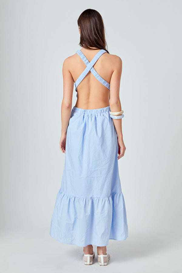 English Factory Elastic Detail Sleeveless Dress POWDER BLUE