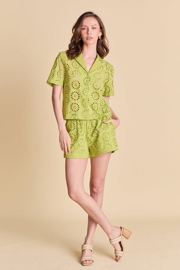 english factory Embroidered Cotton Camp Shirt GREEN