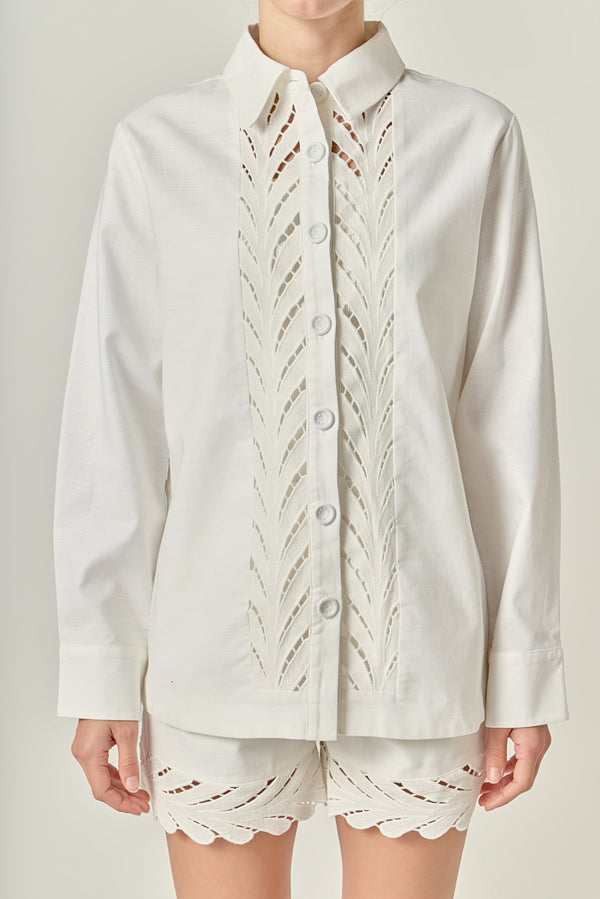 English Factory Embroidered Oversized Shirt OFF WHITE