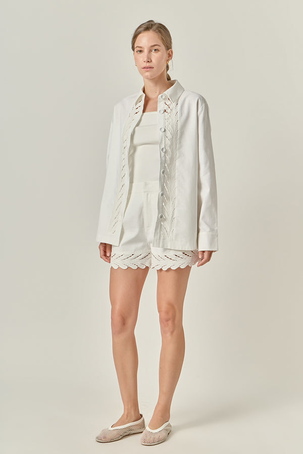 English Factory Embroidered Oversized Shirt OFF WHITE