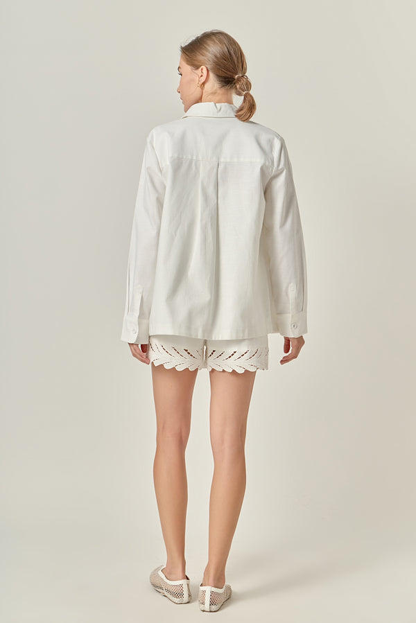 English Factory Embroidered Oversized Shirt OFF WHITE