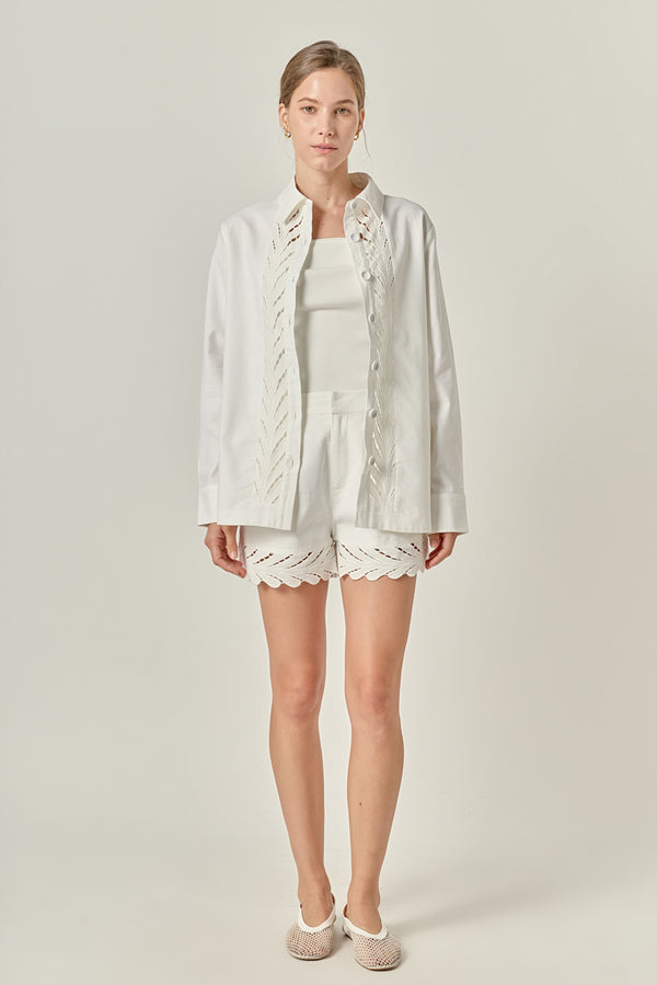 english factory Embroidered Oversized Shirt OFF WHITE
