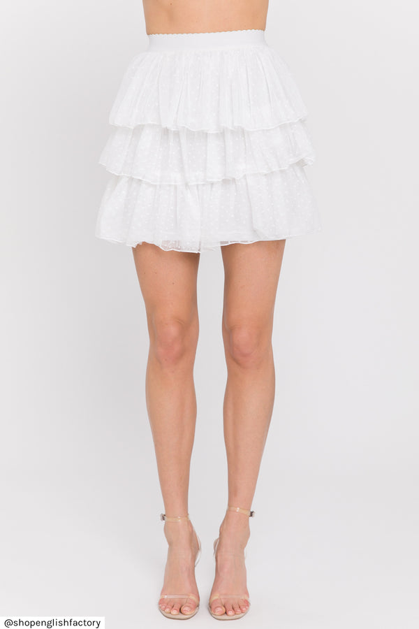 English Factory 3 Tiered Ruffled Mini Dress WHITE