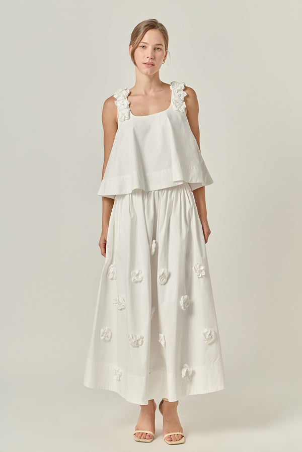 english factory 3D Flower Sleeveless Top WHITE