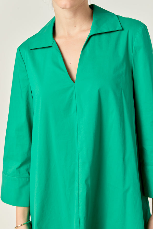English Factory A-Line Kaftan Collar Dress GREEN