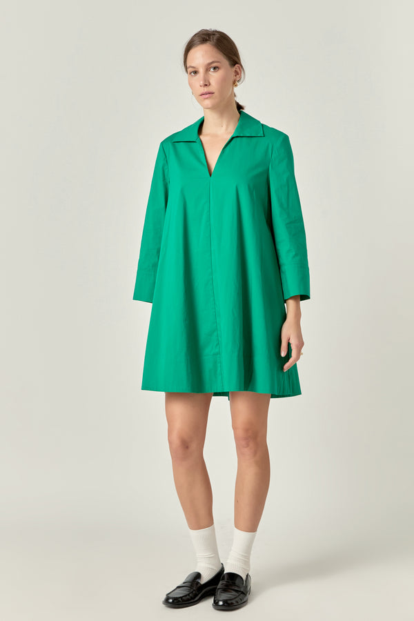 English Factory A-Line Kaftan Collar Dress GREEN