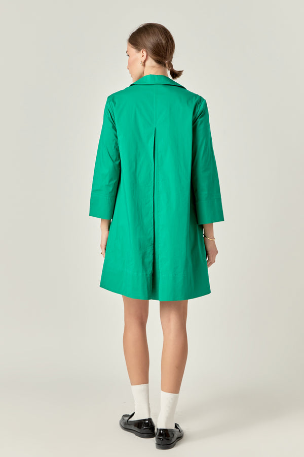 English Factory A-Line Kaftan Collar Dress GREEN